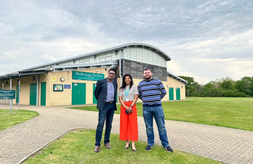 Cllrs Verma, Muzammil and Lancaster pose for picture 